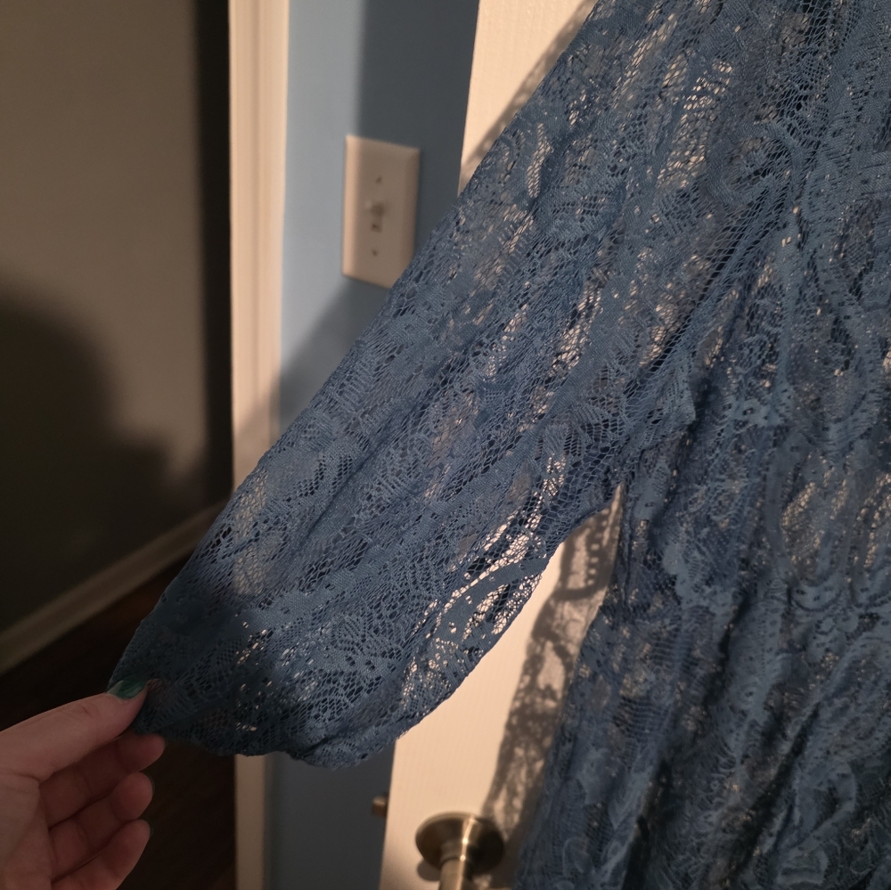 Torrid Blue/Green Lace Dress With Slip - Picture 5 of 7